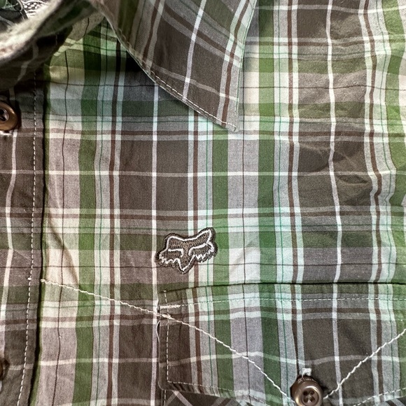 Fox Racing Men's Casual Green and Brown Plaid Shirt SZ XXL - Picture 3 of 11